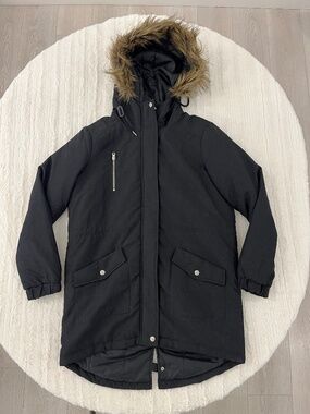 Noisy May Faux-Fur Trim Hooded Winter Parka sz L